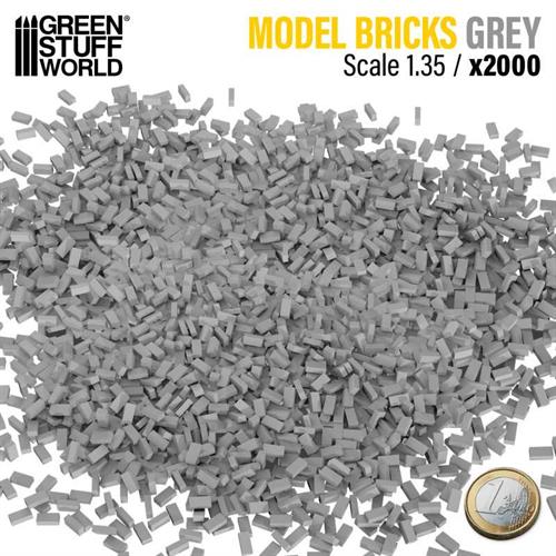 Model bricks - Miniature Bricks - grey x2000 1:35
